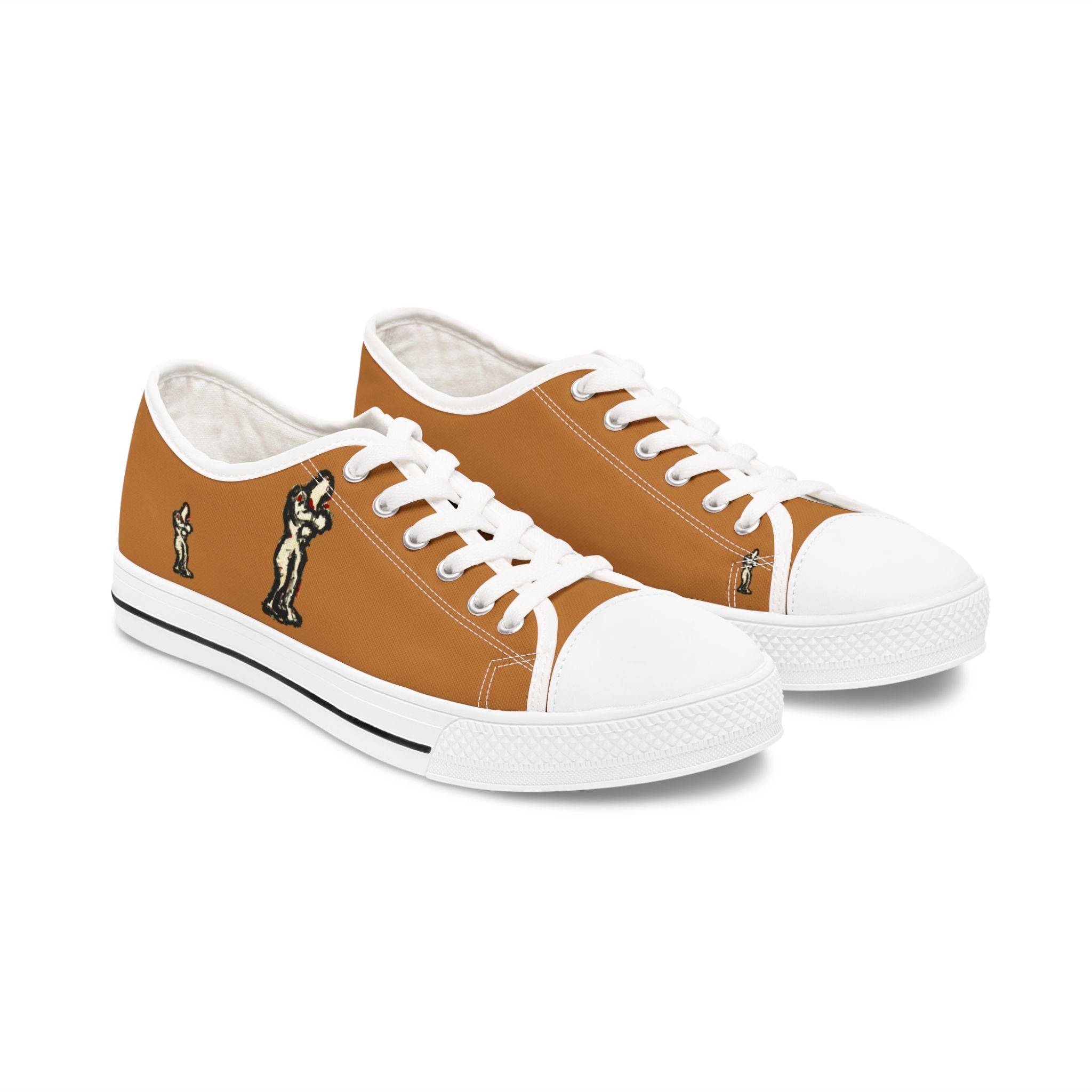 InTense – Women’s Abstract Figure Low-Top Canvas Sneakers – Light Brown Background
