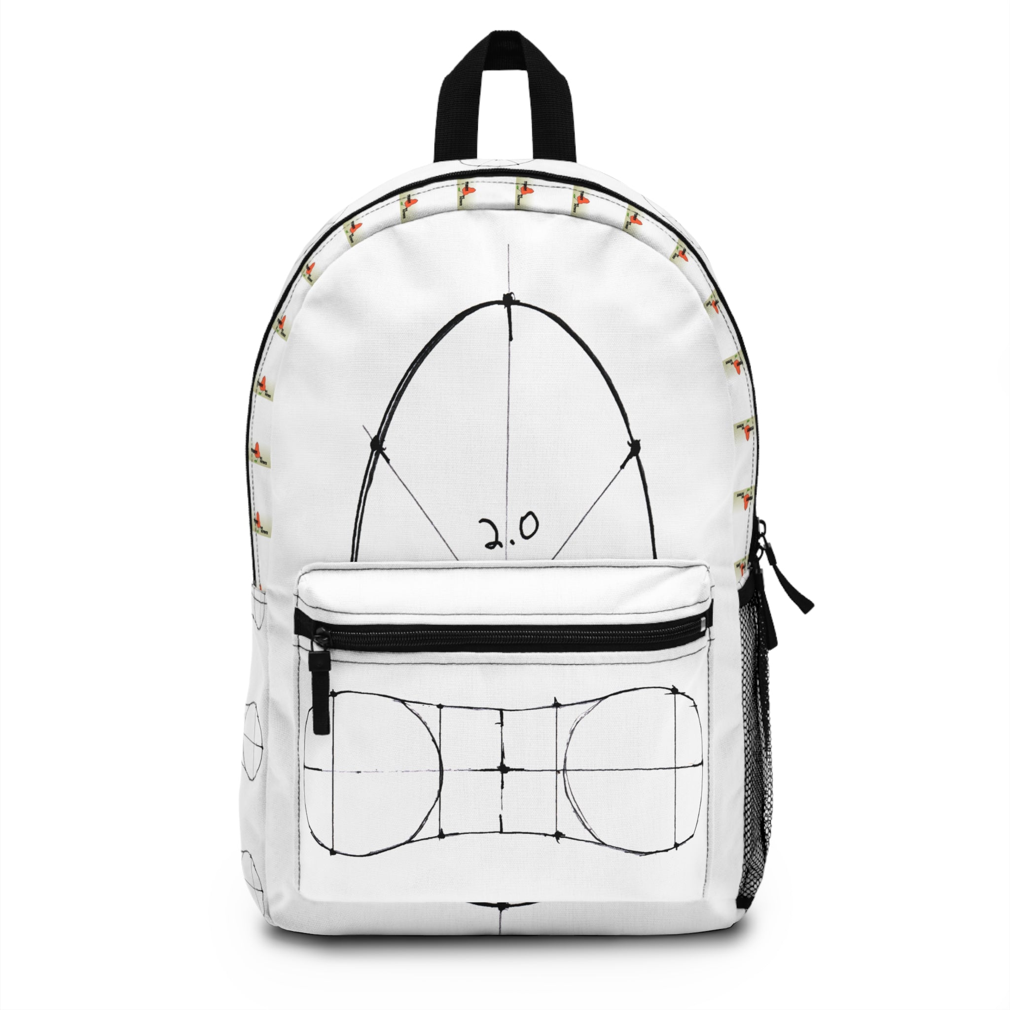 Dralf Backpack — Wash Collection Abstract Line Design (white)