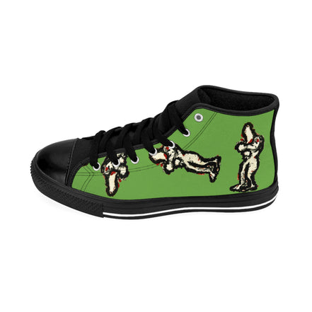 InTense – Men’s Abstract Figure High-Top Canvas Sneakers – Green Background