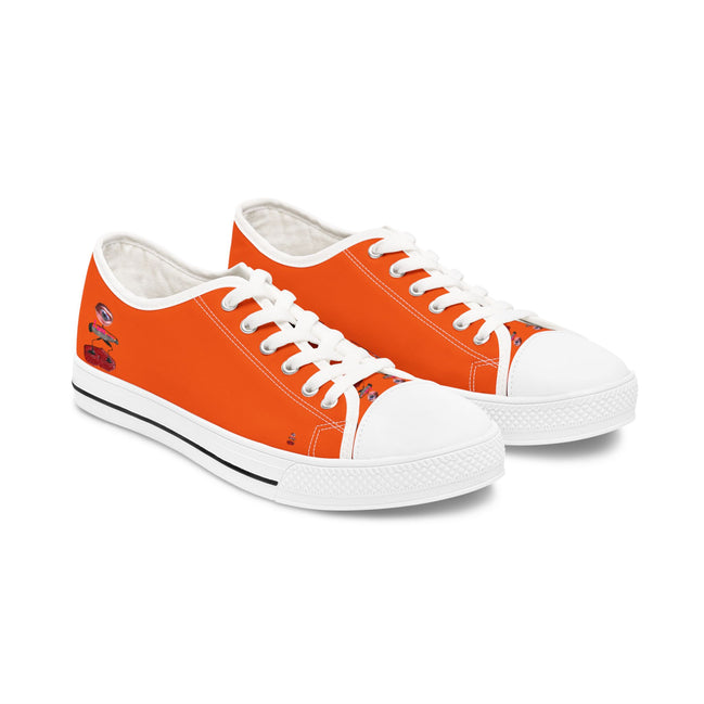 I Am – Women’s Surreal Eye Low-Top Canvas Sneakers – Dark Orange Background