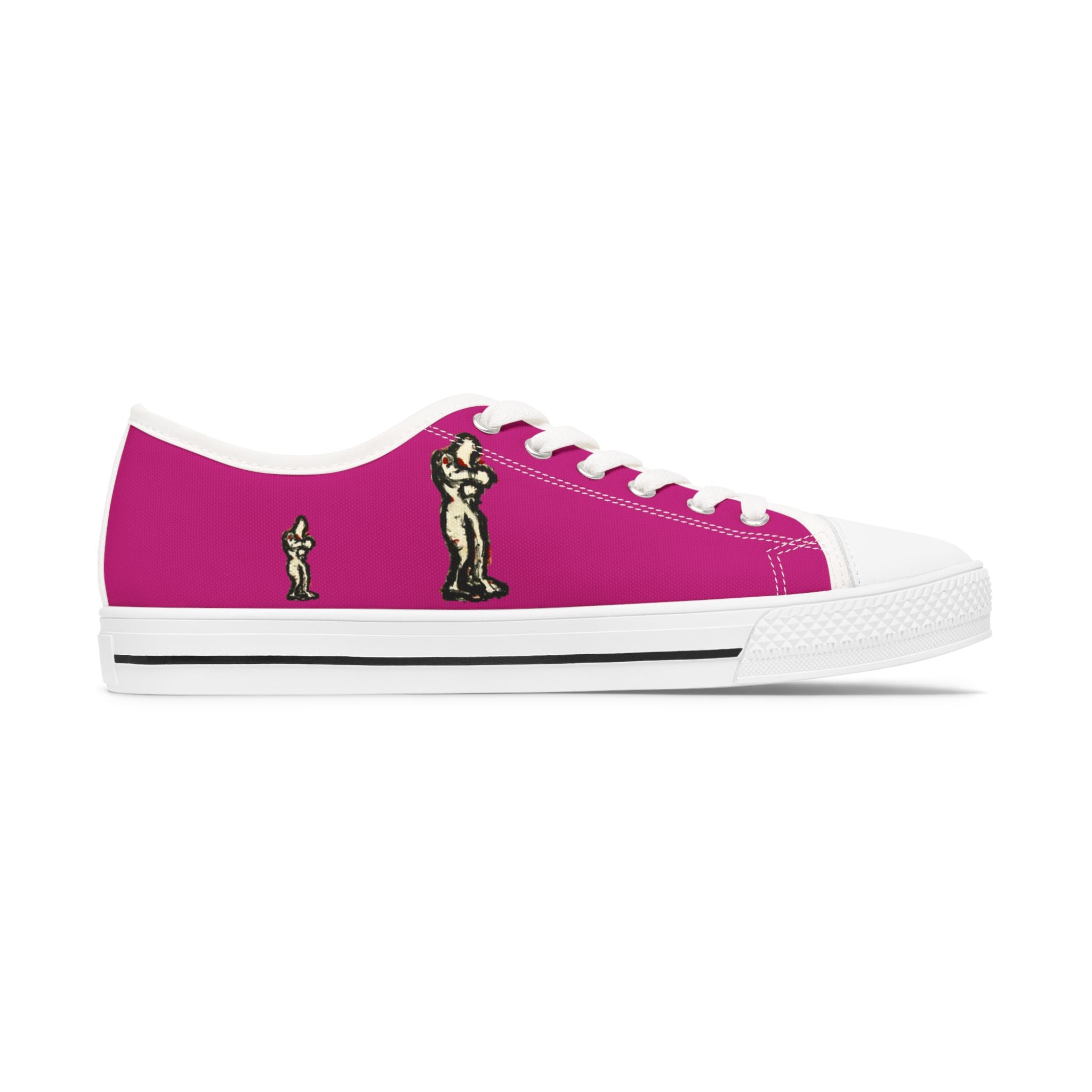Title InTense – Women’s Abstract Figure Low-Top Canvas Sneakers – Hot Pink Background