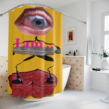 I Am… Surreal Eye Art Shower Curtain – Red Heart Figure