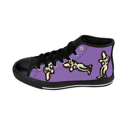 InTense – Women’s High-Top Canvas Sneakers with Abstract Figure Art – Light Purple Background