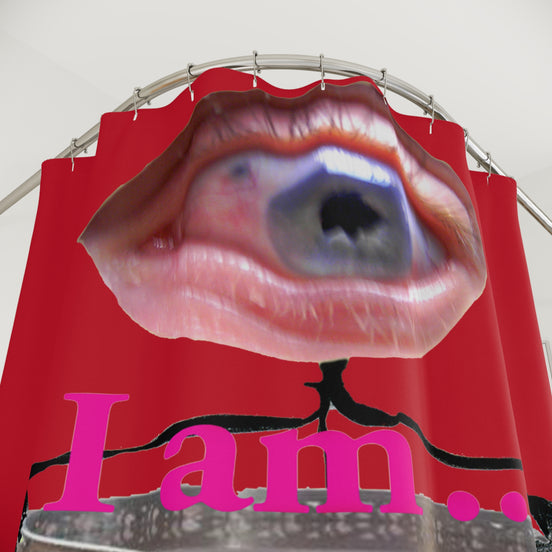 I Am… Surreal Eye Art Shower Curtain – Red Heart Figure