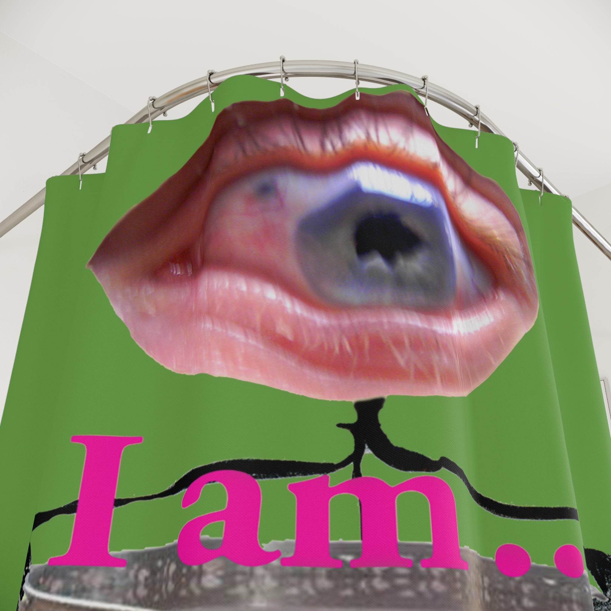 I Am… Surreal Eye Art Shower Curtain – Red Heart Figure