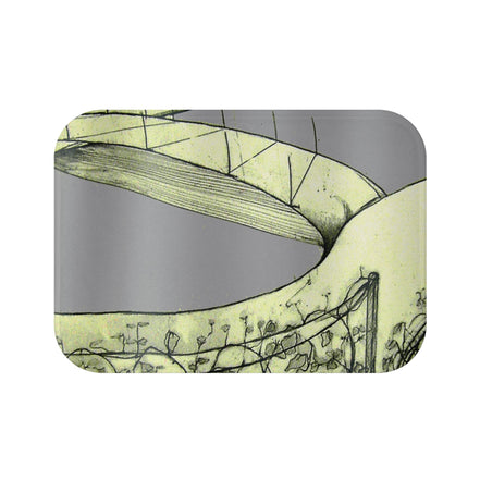 Tuscan Bath Mat — Hand-Drawn Landscape Bathroom Rug (Light Grey)