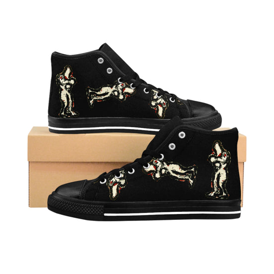 InTense – Men’s Abstract Figure High-Top Canvas Sneakers – Black Background