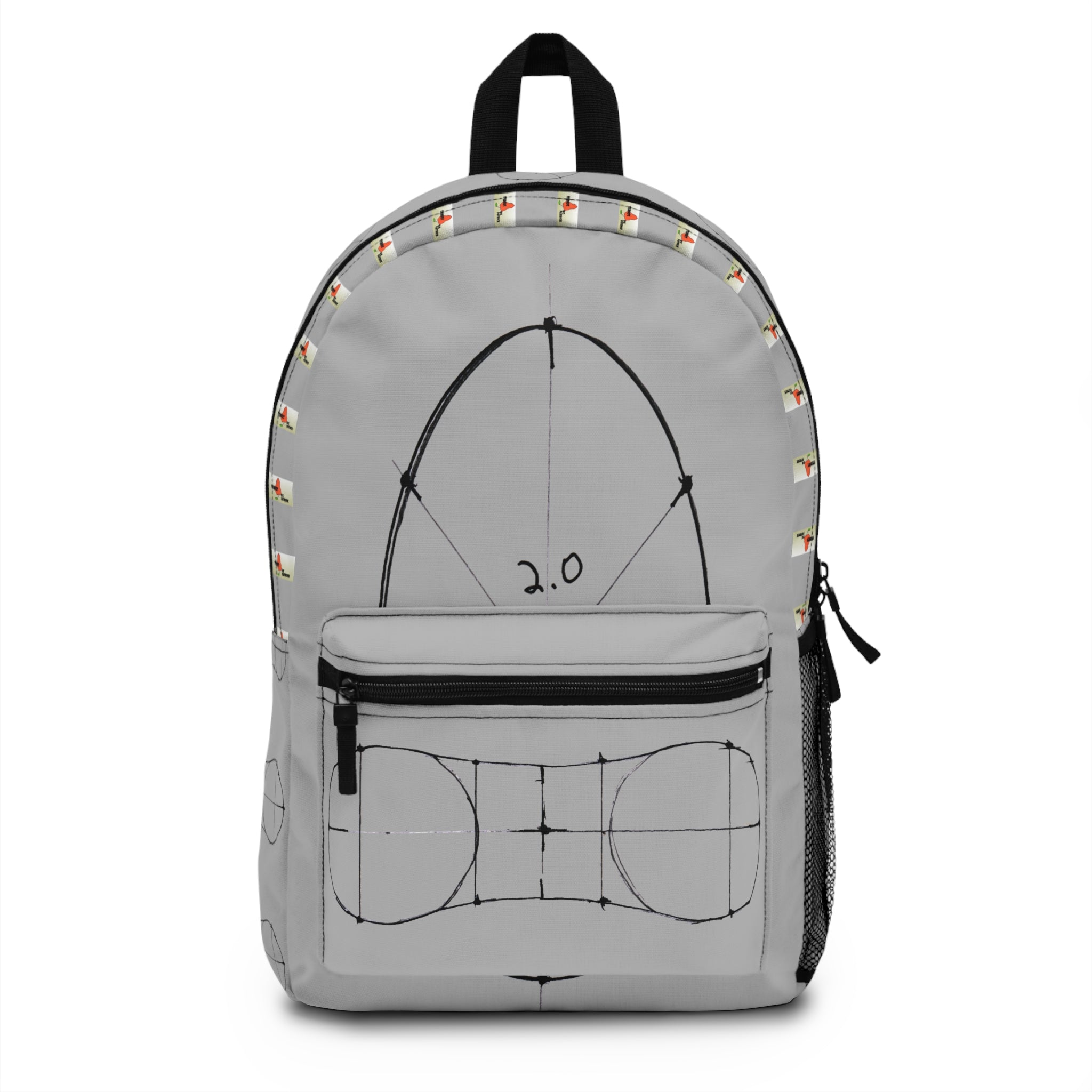 DR. alf Backpack — Wash Collection Abstract Line Design (Light Grey)