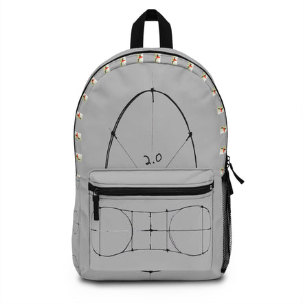 DR. alf Backpack — Wash Collection Abstract Line Design (Light Grey)
