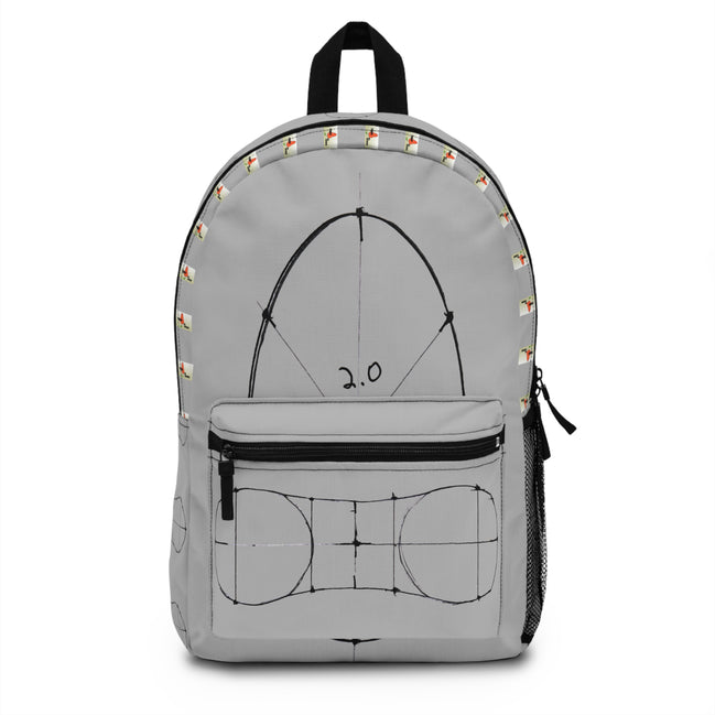 DR. alf Backpack — Wash Collection Abstract Line Design (Light Grey)
