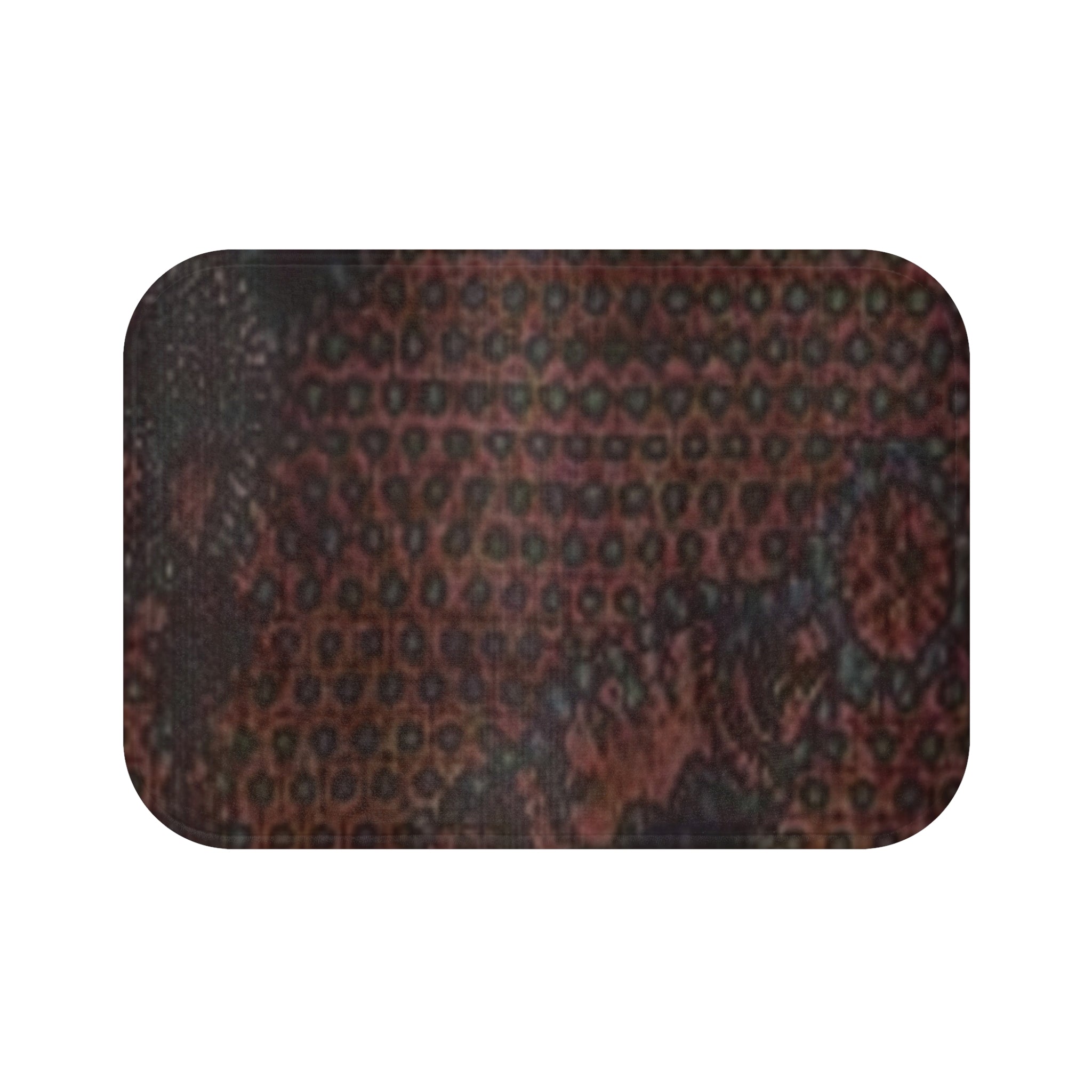 Demire NY Bath Mat — Brown Patterned Bathroom Rug with Gold Accent