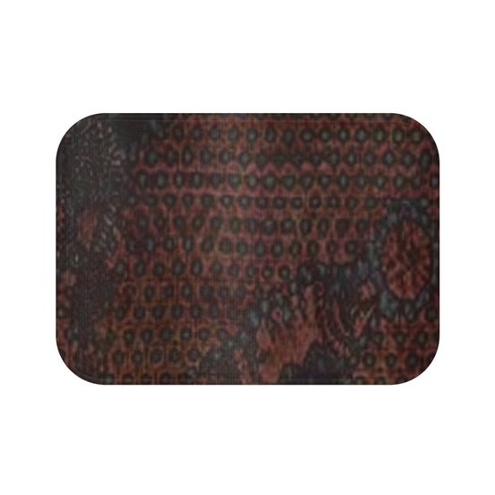 Demire NY Bath Mat — Brown Patterned Bathroom Rug with Gold Accent