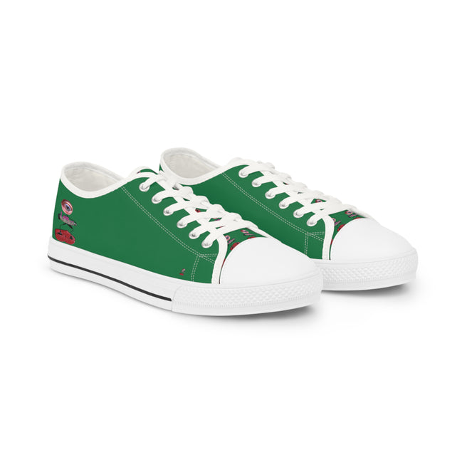 I Am – Men’s Surreal Eye Low-Top Canvas Sneakers – Dark Green Background