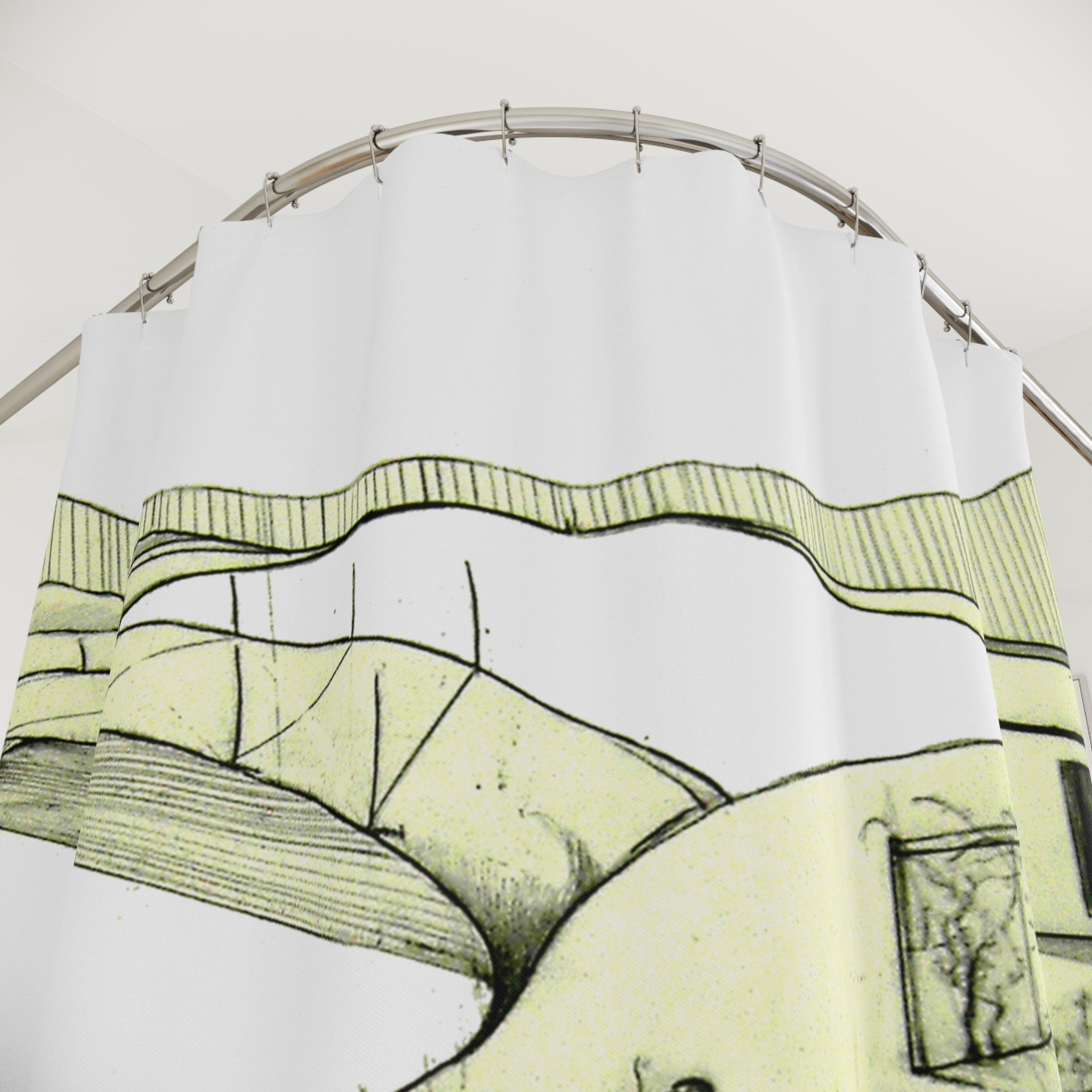 Tuscan — Hand-Drawn Landscape Shower Curtain