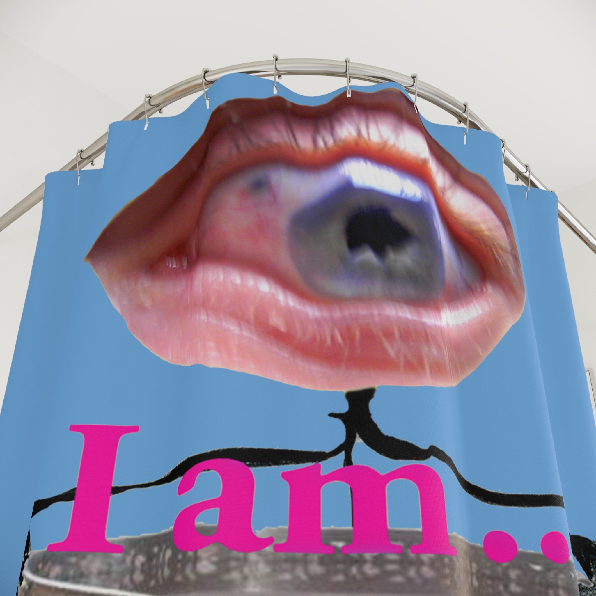 I Am… Surreal Eye Art Shower Curtain – Red Heart Figure