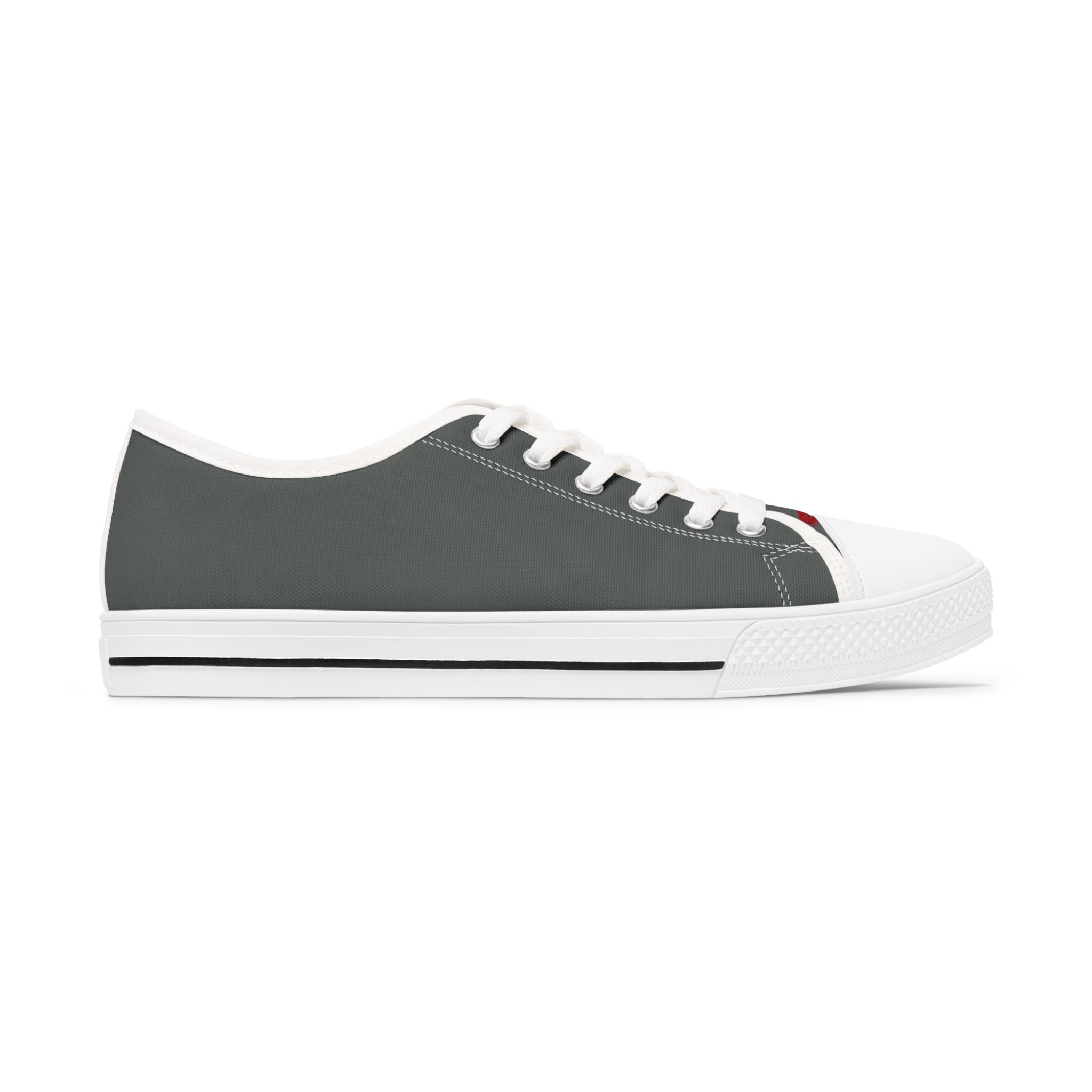 I Am – Women’s Surreal Eye Low-Top Canvas Sneakers – Dark Grey Background