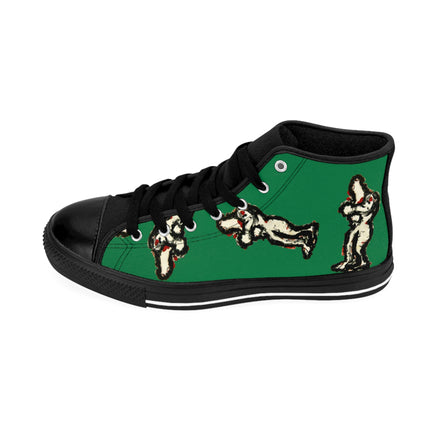 InTense – Women’s High-Top Canvas Sneakers with Abstract Figure Art – Dark Green Background