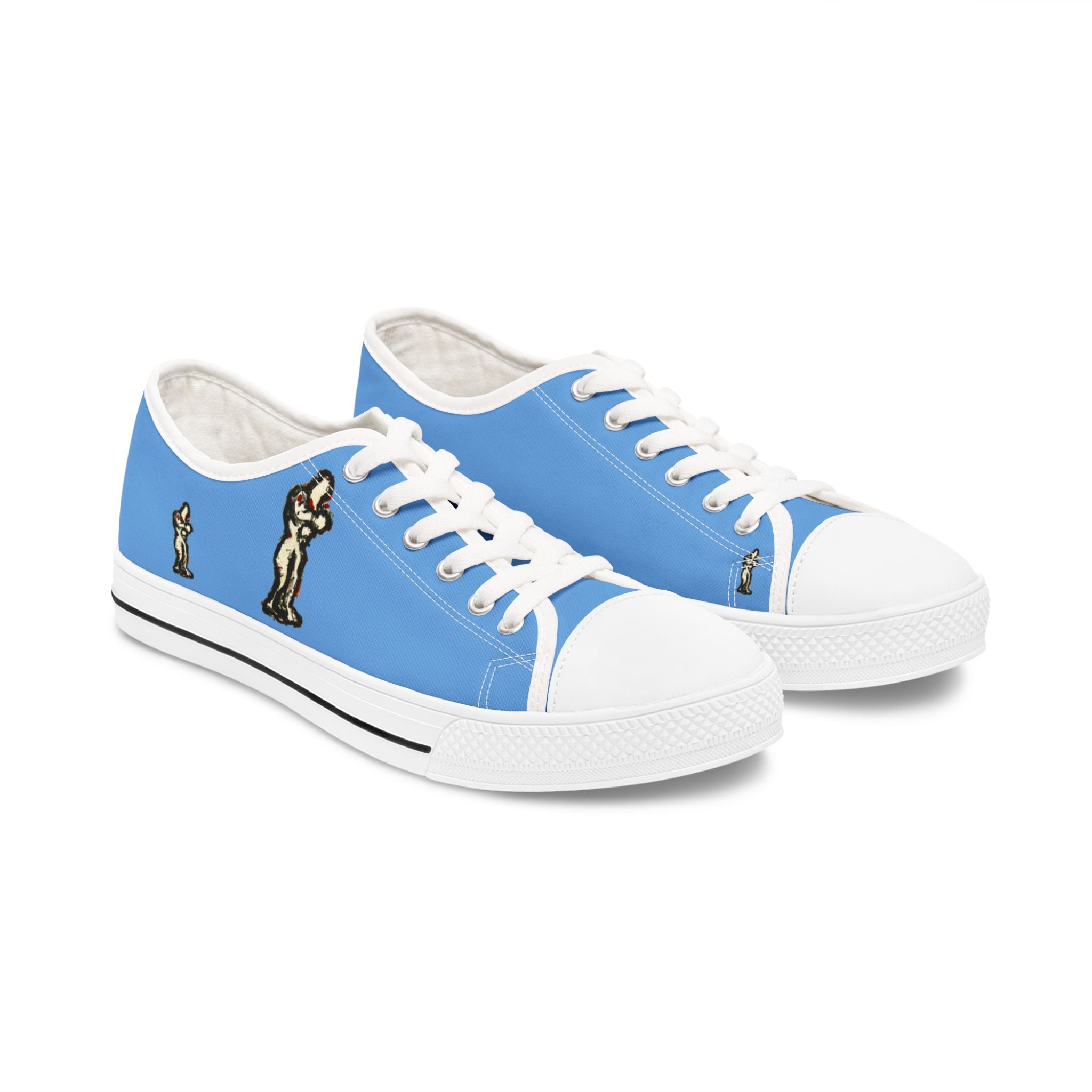 InTense – Women’s Abstract Figure Low-Top Canvas Sneakers – Light Blue Background