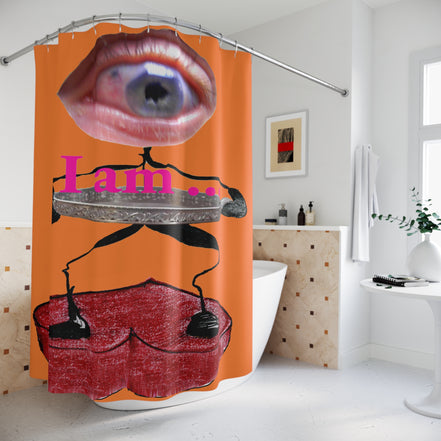 I Am… Surreal Eye Art Shower Curtain – Red Heart Figure