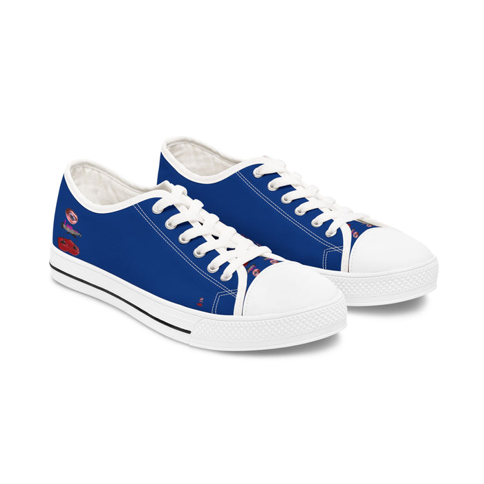 I Am – Women’s Surreal Eye Low-Top Canvas Sneakers – Dark Blue Background