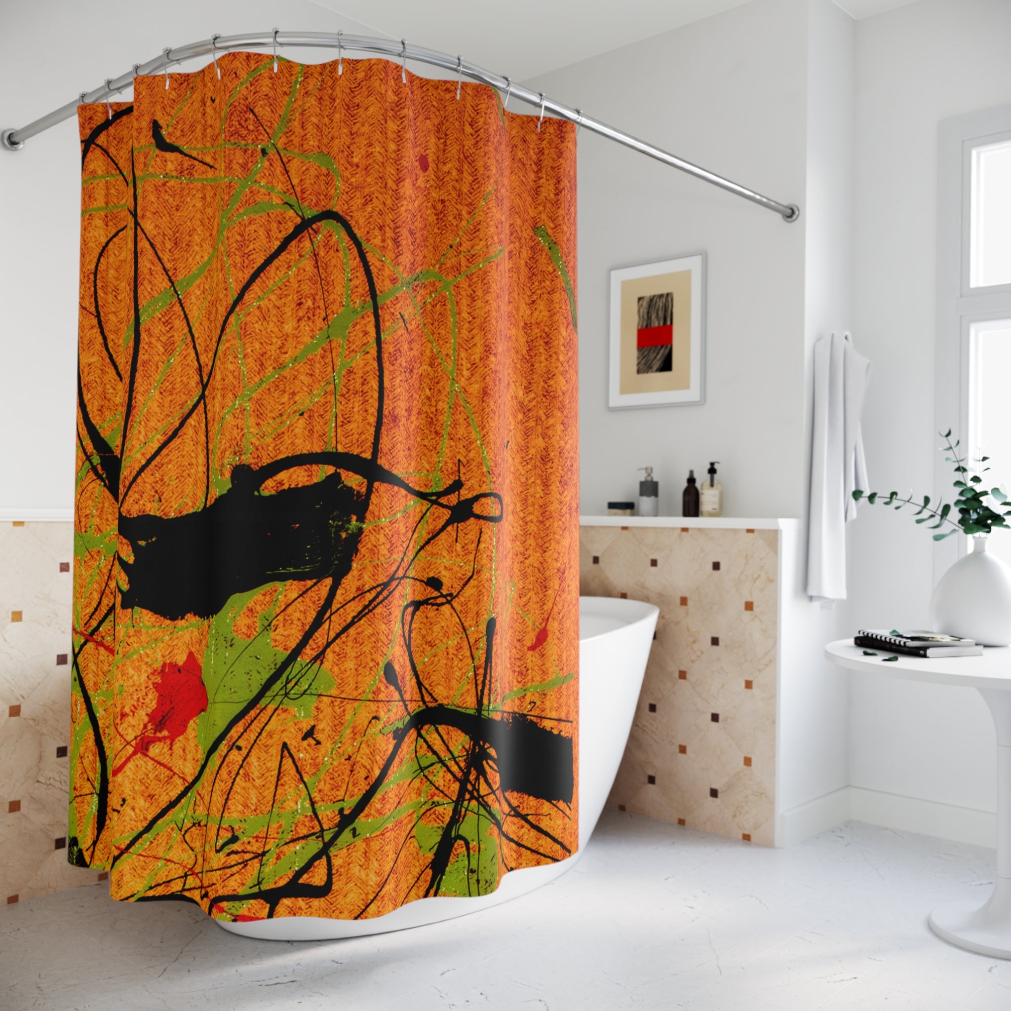 Sunset — Warm Abstract Shower Curtain