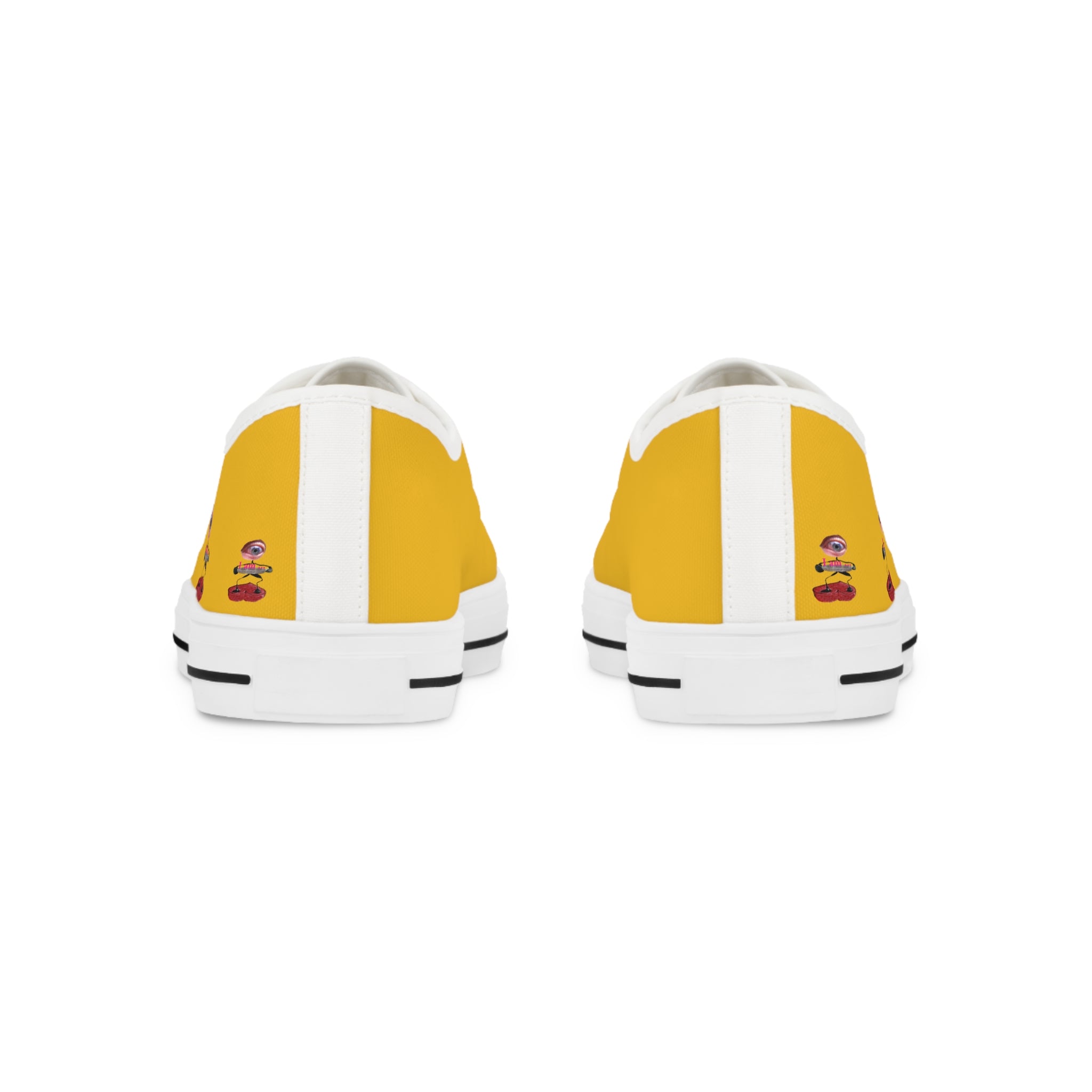 I Am – Men’s Surreal Eye Low-Top Canvas Sneakers – Golden Yellow Background