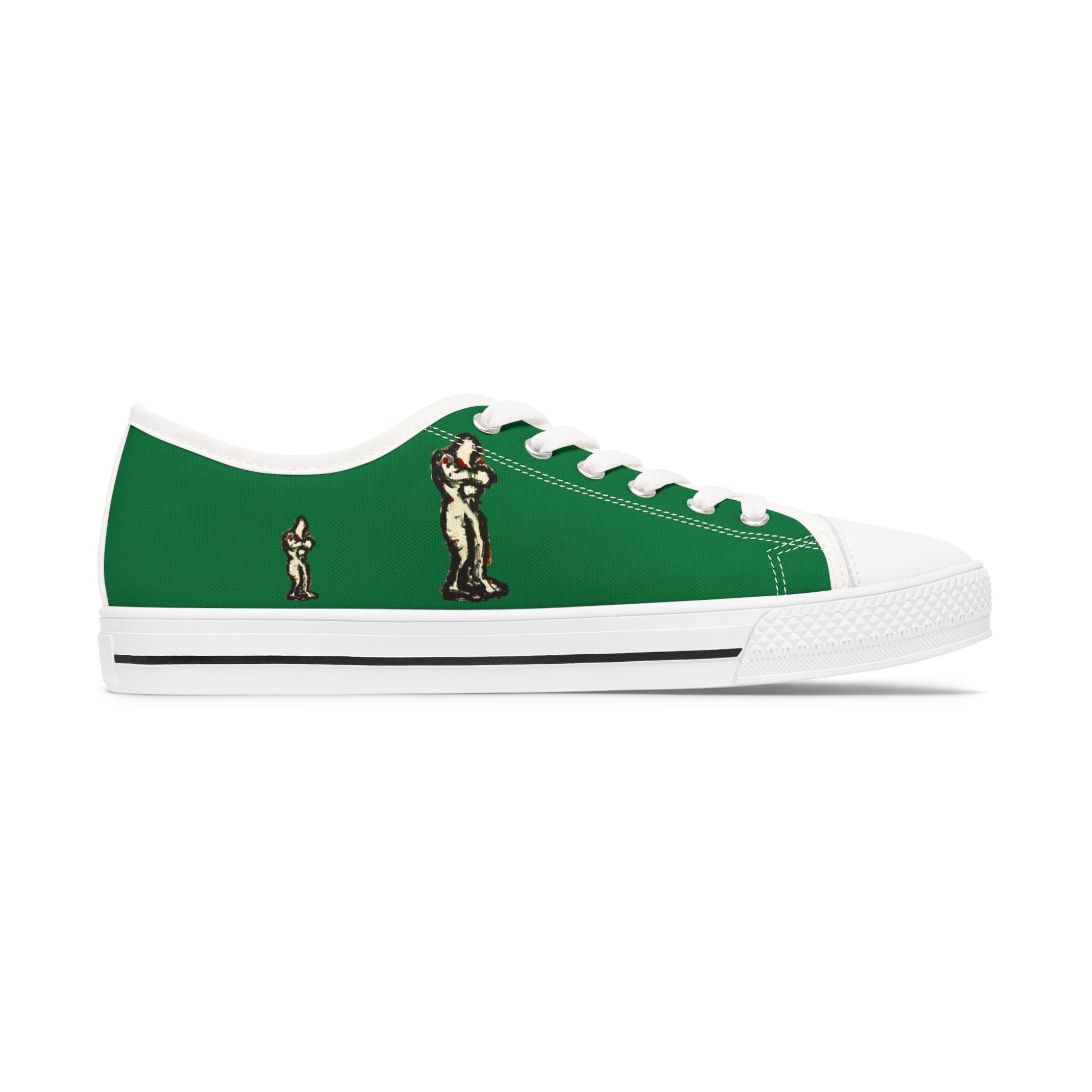 InTense – Women’s Abstract Figure Low-Top Canvas Sneakers – Dark Green Background
