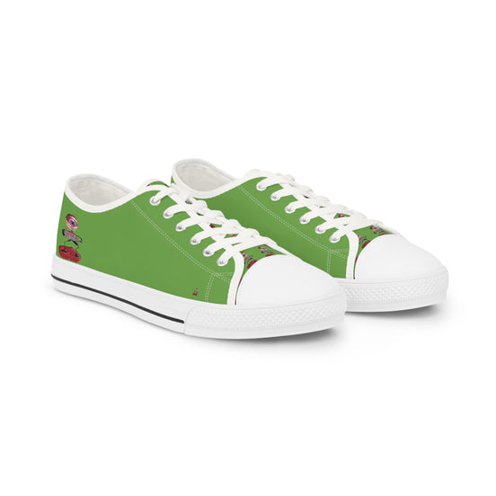 I Am – Men’s Surreal Eye Low-Top Canvas Sneakers – Green Background