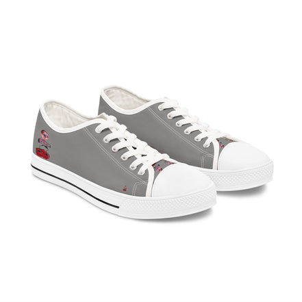 I Am – Women’s Surreal Eye Low-Top Canvas Sneakers – Grey Background