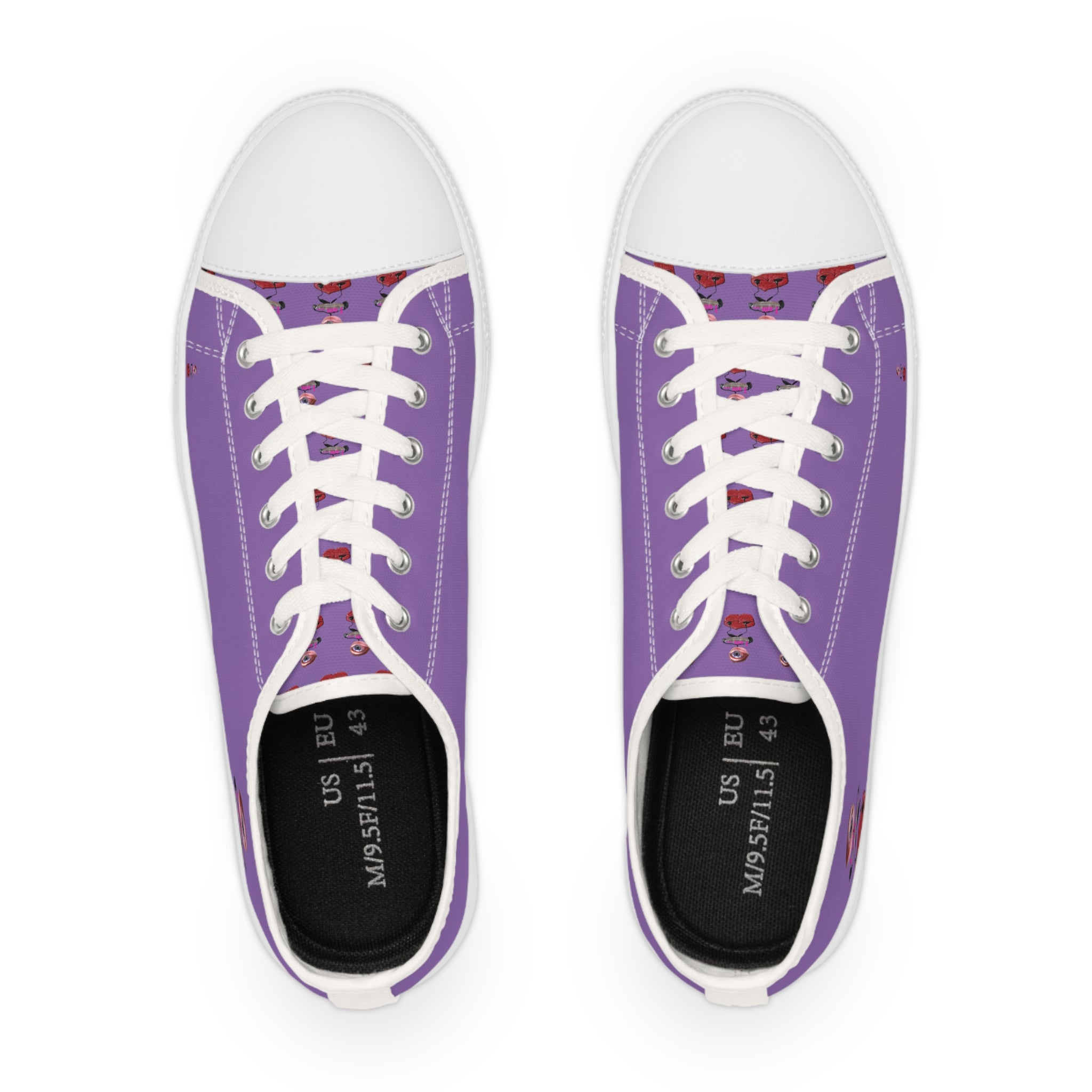 I Am – Men’s Surreal Eye Low-Top Canvas Sneakers – Light Purple Background