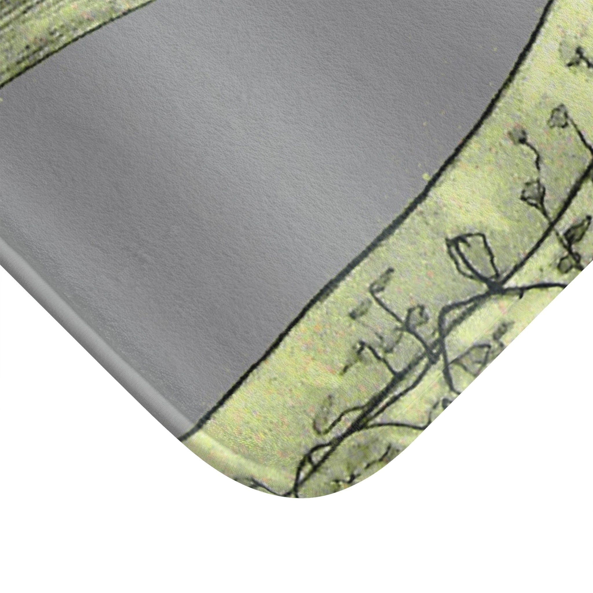 Tuscan Bath Mat — Hand-Drawn Landscape Bathroom Rug (Light Grey)