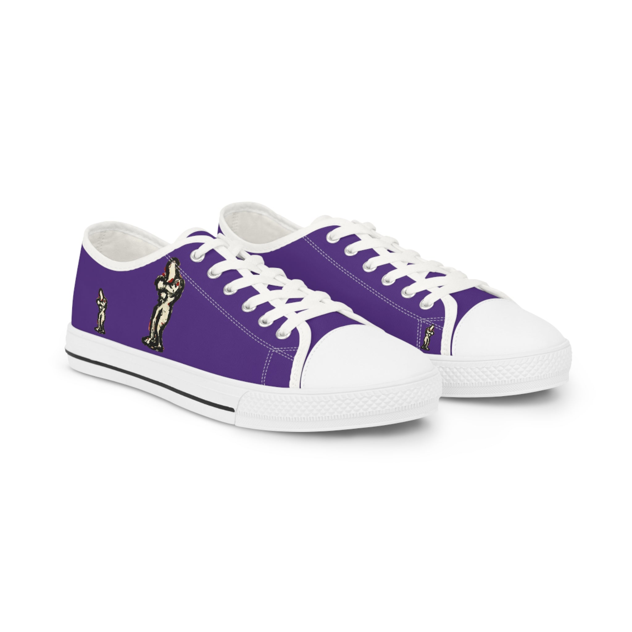 InTense – Men’s Abstract Figure Low-Top Canvas Sneakers – Dark Purple Background