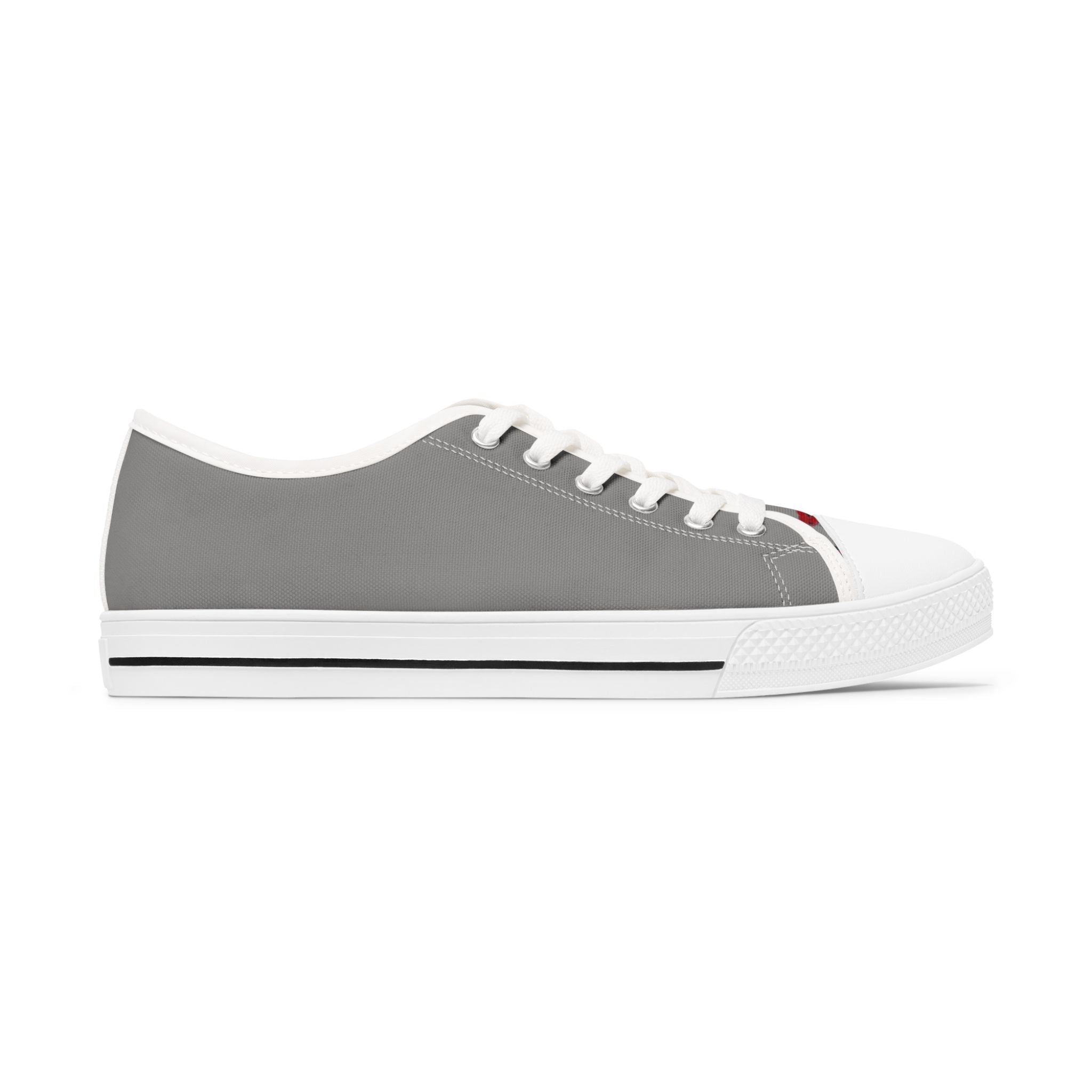I Am – Women’s Surreal Eye Low-Top Canvas Sneakers – Grey Background