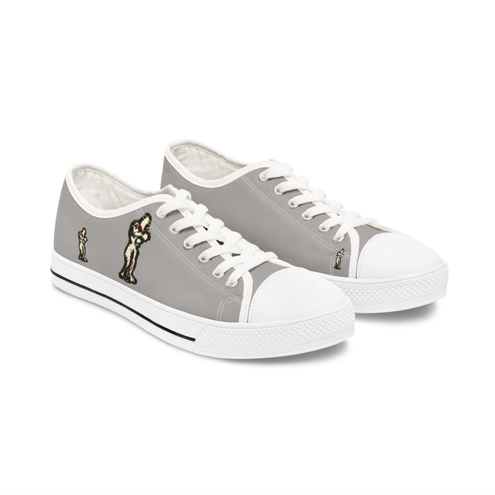 InTense – Women’s Abstract Figure Low-Top Canvas Sneakers – Light Grey Background