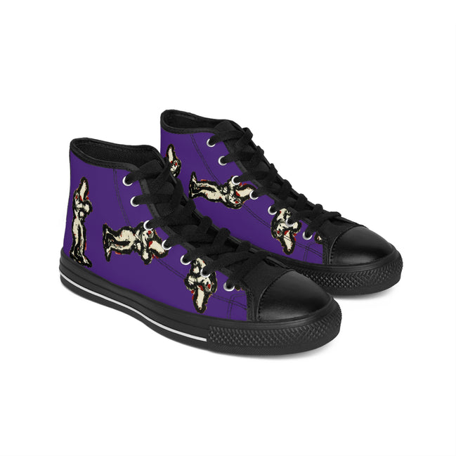InTense – Men’s High-Top Canvas Sneakers with Abstract Figure Art – Dark Purple Background