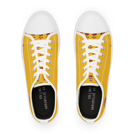 I Am – Men’s Surreal Eye Low-Top Canvas Sneakers – Golden Yellow Background