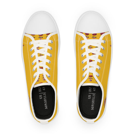 I Am – Men’s Surreal Eye Low-Top Canvas Sneakers – Golden Yellow Background