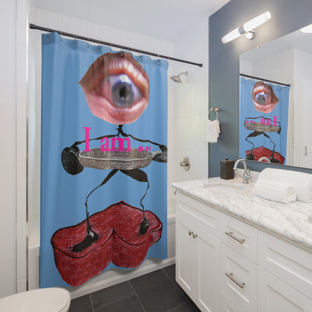I Am… Surreal Eye Art Shower Curtain – Red Heart Figure