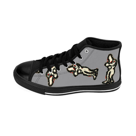 InTense – Women’s High-Top Canvas Sneakers with Abstract Figure Art – Grey Background