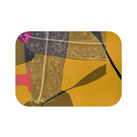 Yellow Botanical Bath Mat — Modern Leaf Pattern