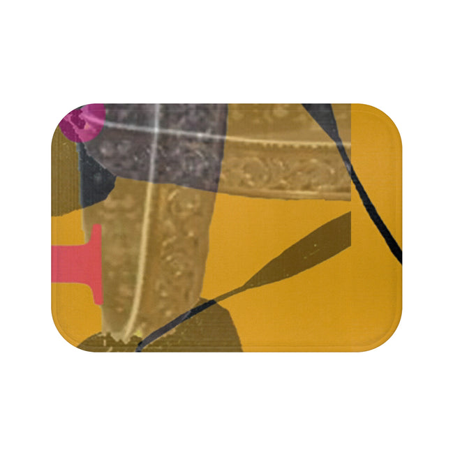 Yellow Botanical Bath Mat — Modern Leaf Pattern