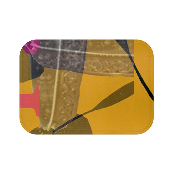 Yellow Botanical Bath Mat — Modern Leaf Pattern