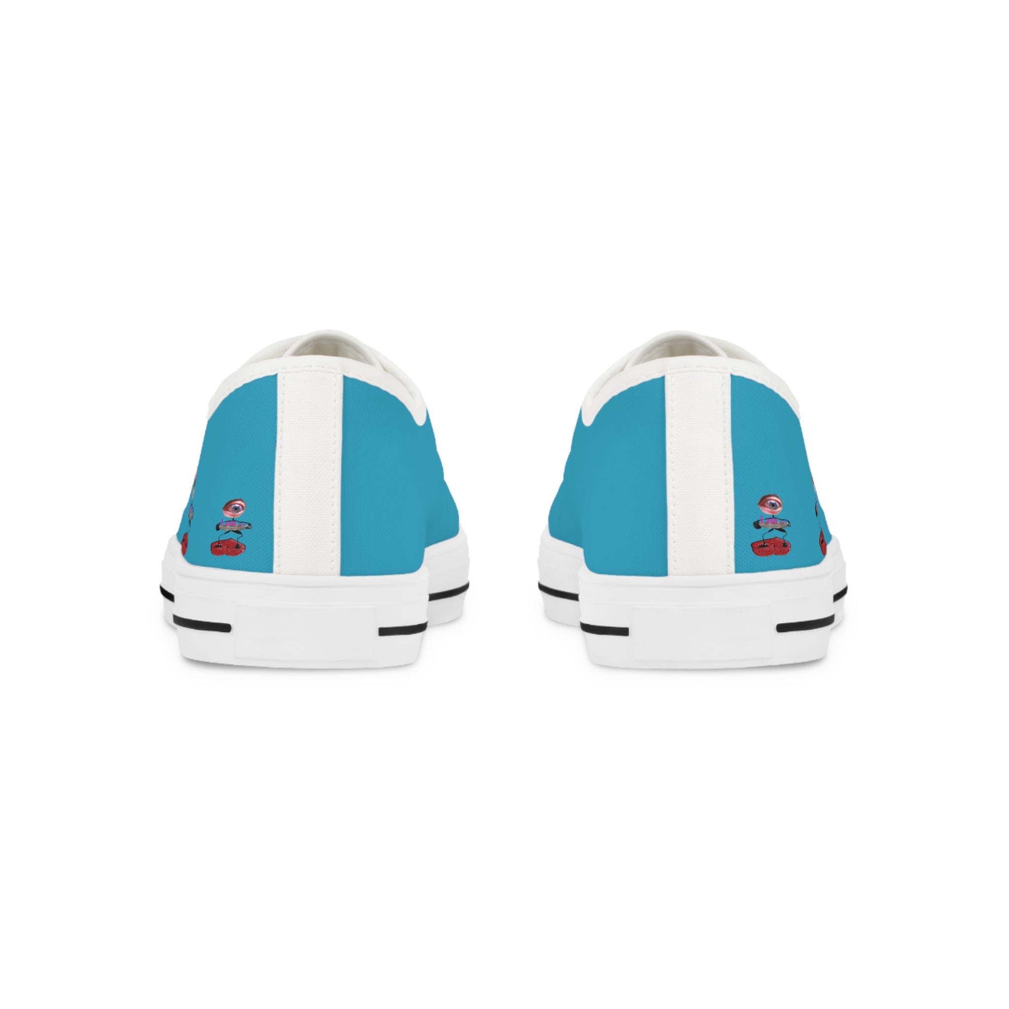 I Am – Men’s Surreal Eye Low-Top Canvas Sneakers – Turquoise Background