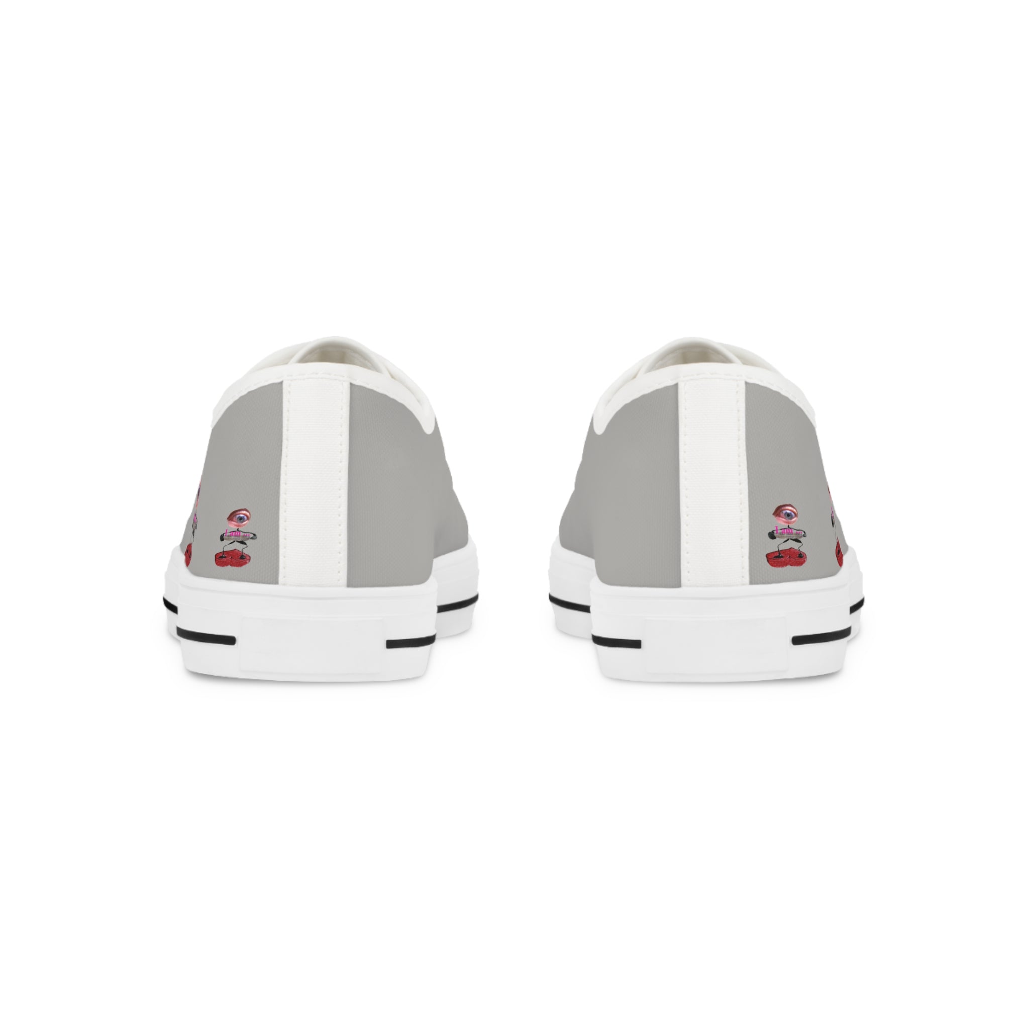 I Am – Men’s Surreal Eye Low-Top Canvas Sneakers – Light Grey Background