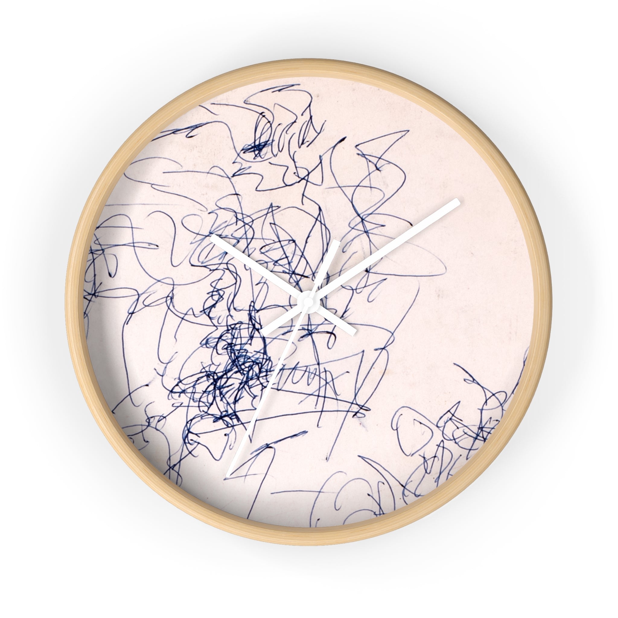 Time Spent Wall Clock — Abstract Blue Line Drawing Art