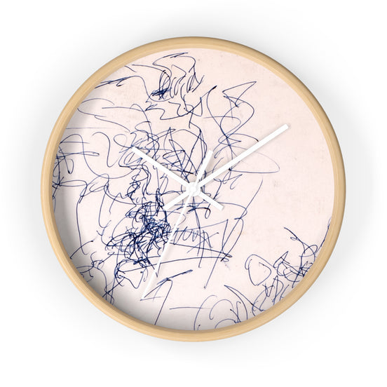 Time Spent Wall Clock — Abstract Blue Line Drawing Art