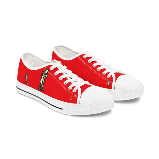 InTense – Women’s Abstract Figure Low-Top Canvas Sneakers – Red Background