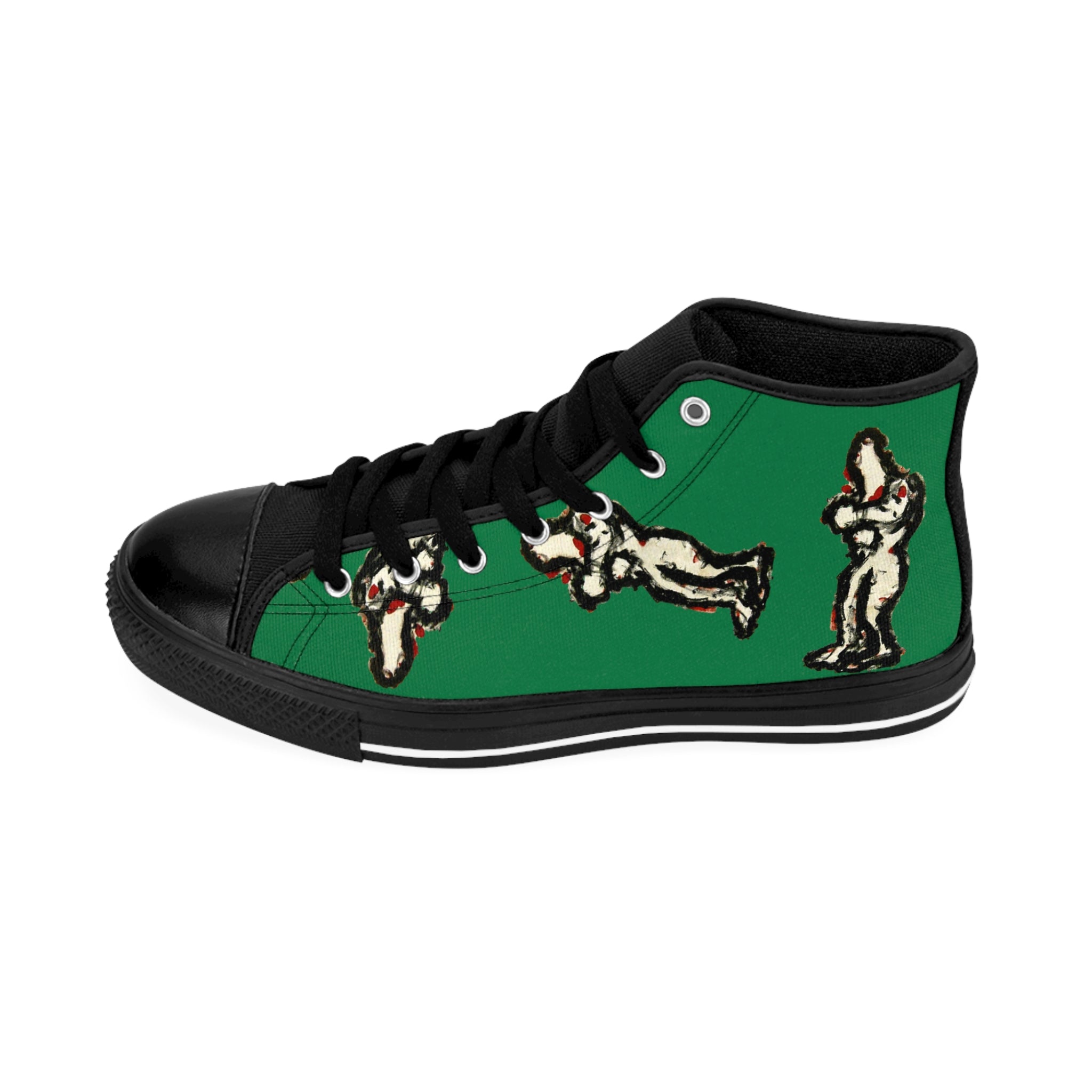 InTense – Men’s Abstract Figure High-Top Canvas Sneakers – Dark Green Background