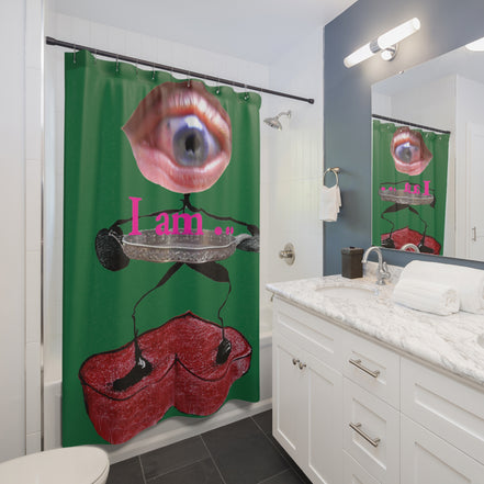 I Am… Surreal Eye Art Shower Curtain – Red Heart Figure