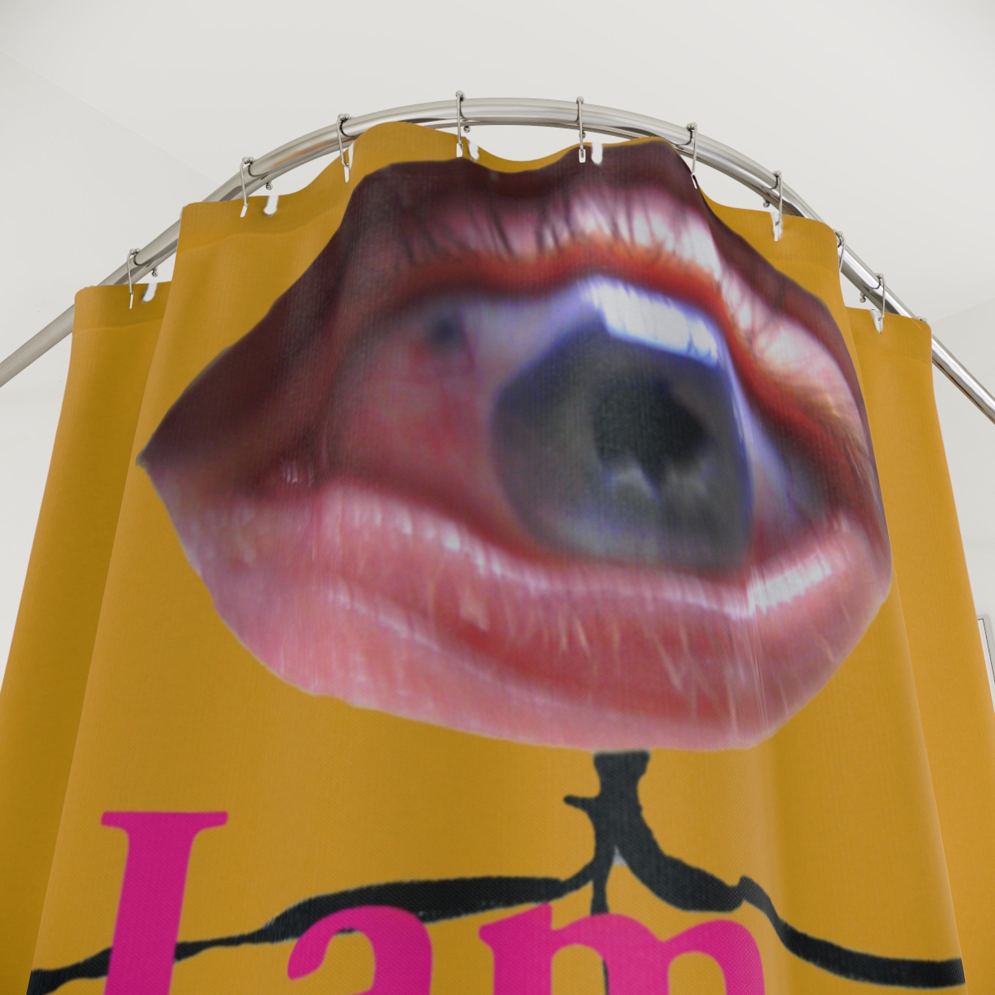 Surreal 'I Am' Art Shower Curtain – Bold Eye & Retro Collage Bathroom Decor